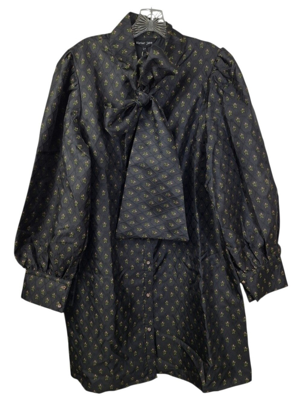 NEW Sister Jane Ballad Jacquard Bow Dress Sz Large Floral Cottagecore Whimsigoth